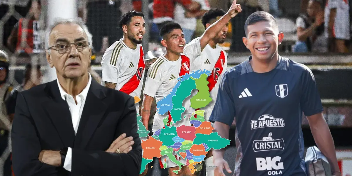 La Bicolor celebrando un gol con Fossati y Flores observando a detalle