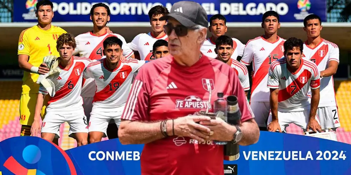 La Bicolor Sub-23 en el Preolímpico 2024 y delante de ellos Jorge Fossati