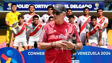 La Bicolor Sub-23 en el Preolímpico 2024 y delante de ellos Jorge Fossati