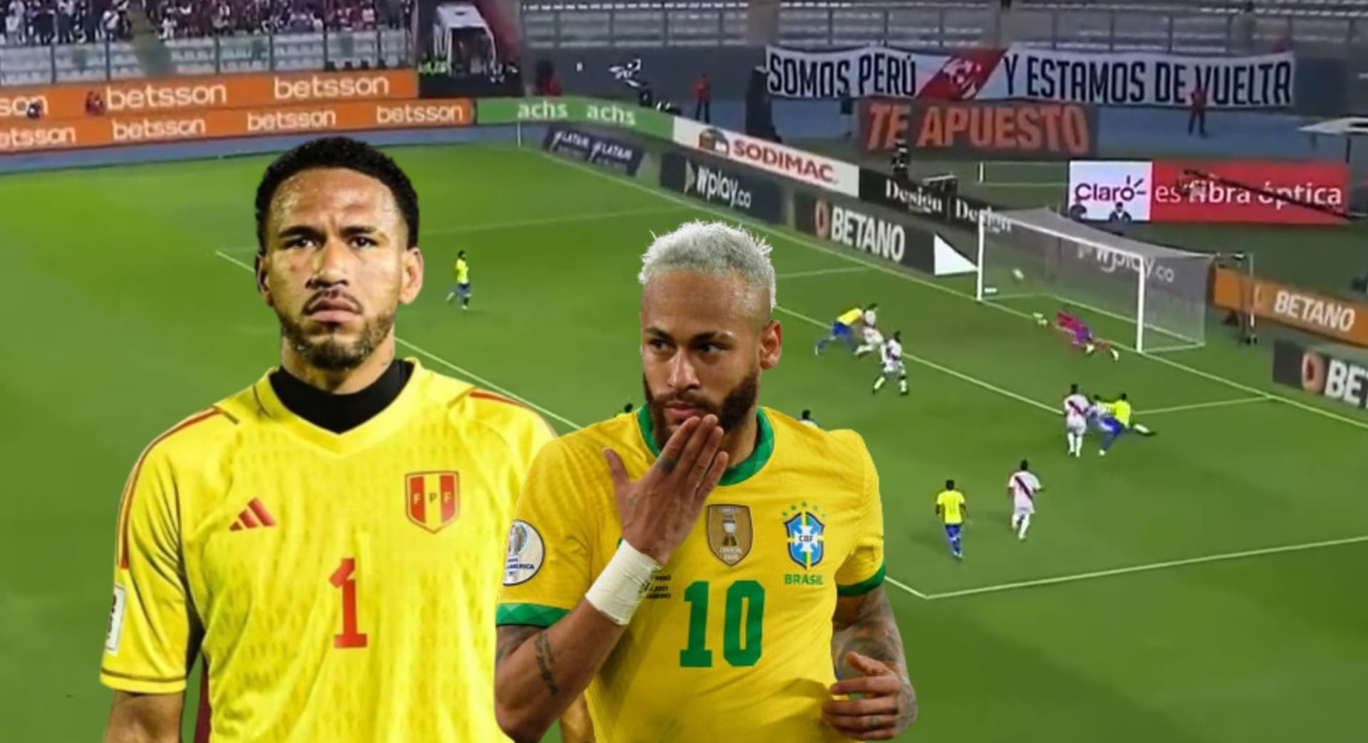 La gran atajada de Gallese ante Brasil en el Estadio Nacional.