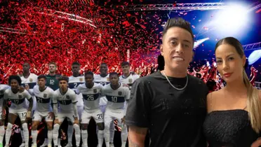 La Seleccción Ecuatoriana al lado de Christian Cueva y su esposa