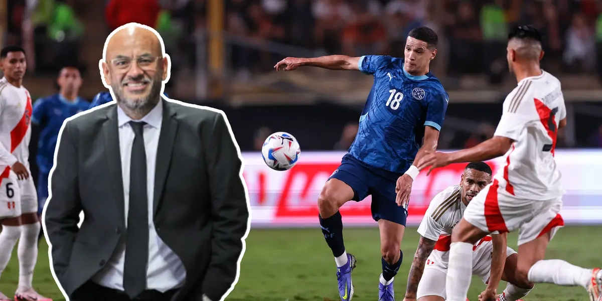 La Selección Peruana ante Paraguay y Mr Peet sonriendo (Foto: Selección de Paraguay)