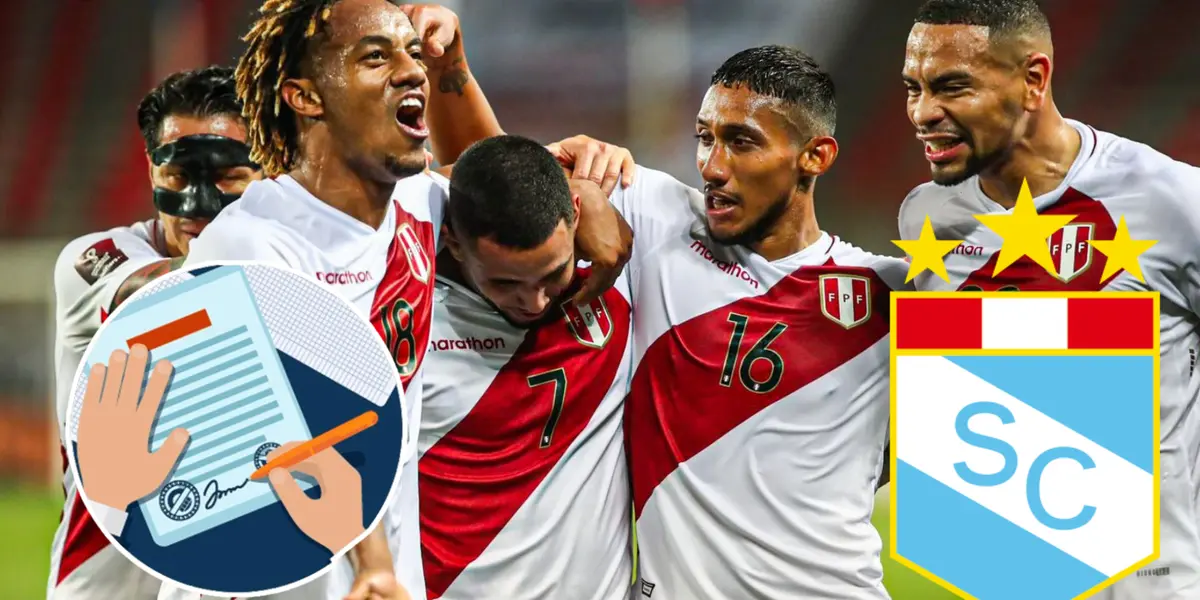 La Selección Peruana celebrando gol 