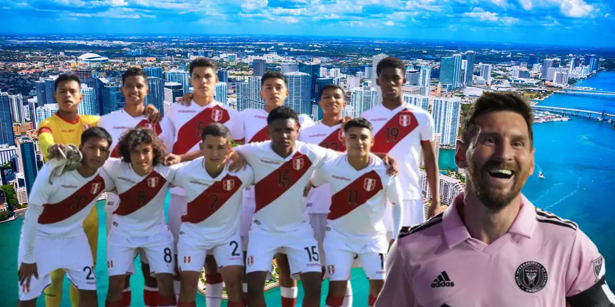 La Selección Peruana juvenil, al lado Lionel Messi. 