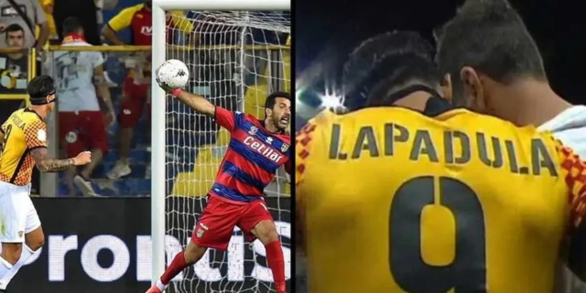 Lapadula le regaló una camiseta de Buffón a Gallese