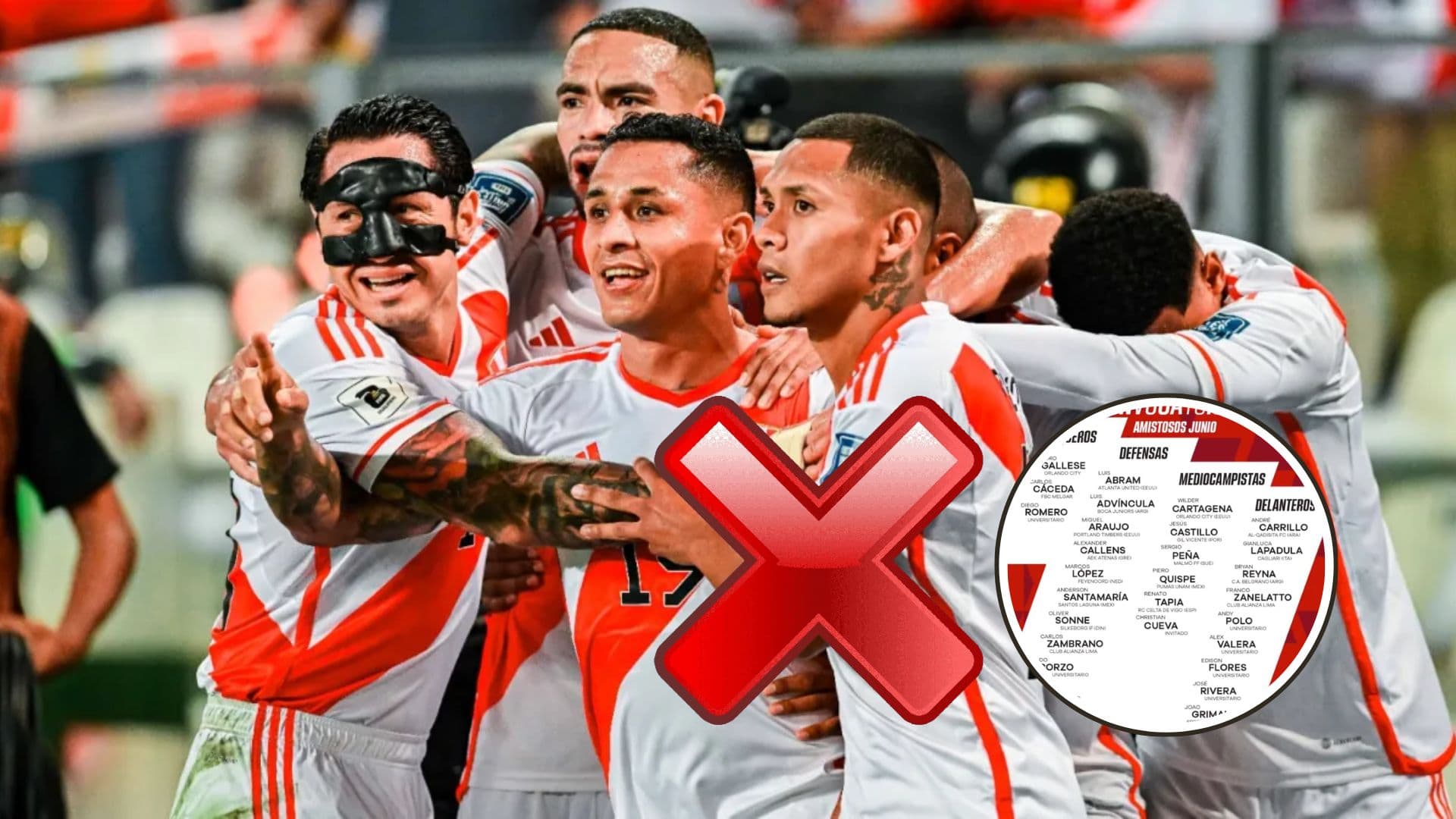 Lapadula, Yotún, Reyna y Callens abrazados y celebrando