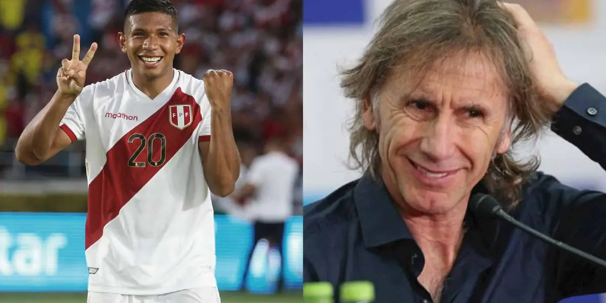 Las cámaras de televisión captaron el momento exacto donde Christian Cueva celebró euforicamente con Ricardo Gareca.