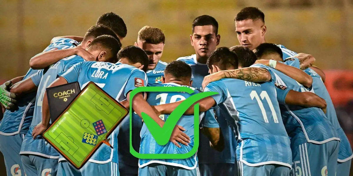 Los jugadores de Sporting Cristal reunidos en la cancha del Estadio Mansiche