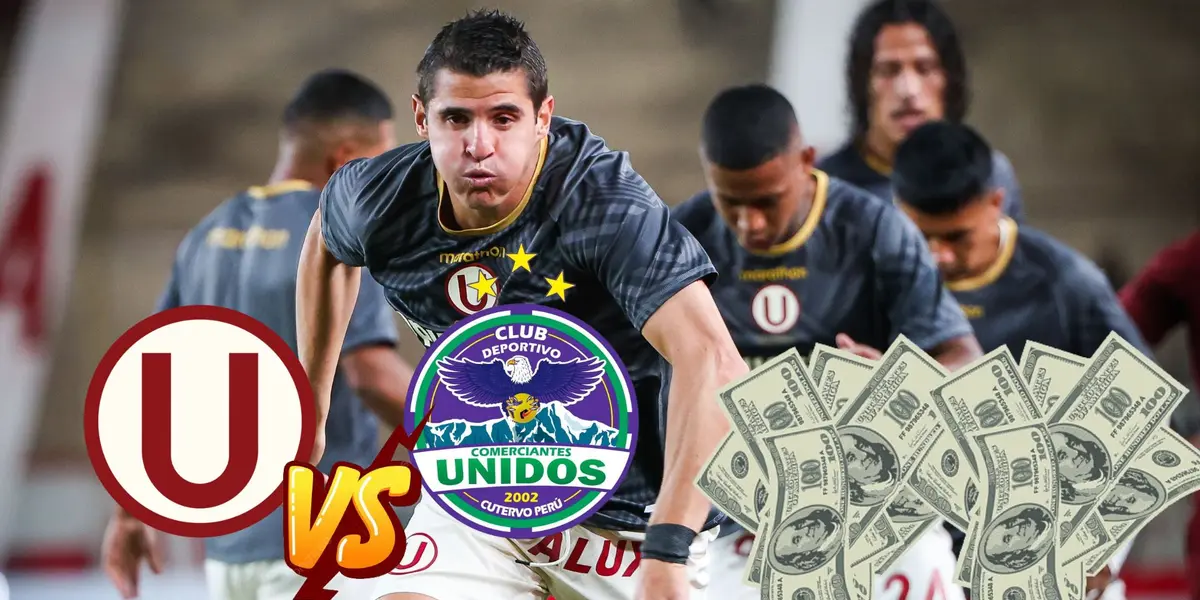 Los jugadores de Universitario de Deportes en el calentamiento previo de hoy