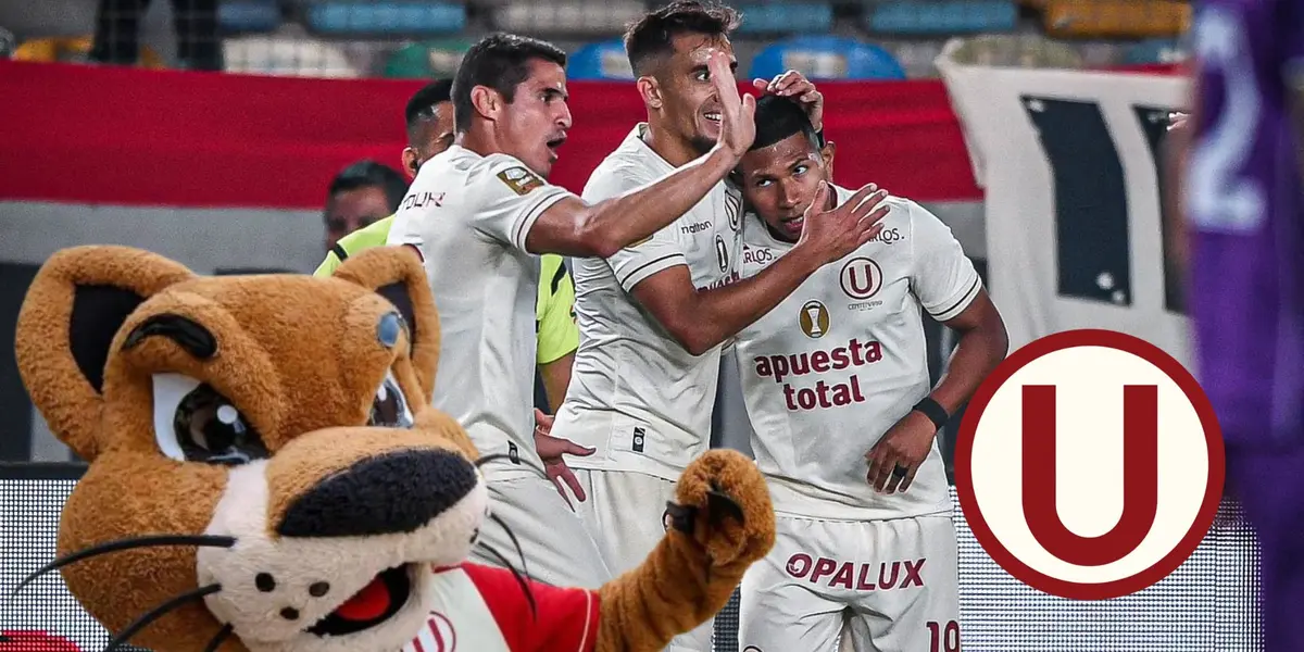Los jugadores de Universitario de Deportes festejando uno de los goles marcados hoy