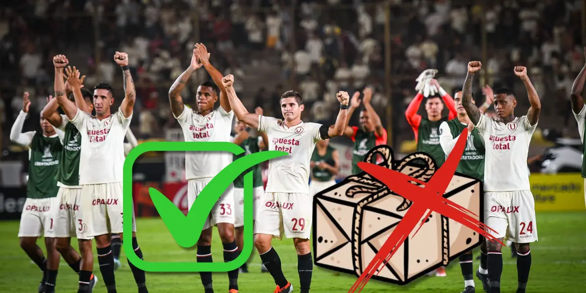 Los jugadores de Universitario de Deportes saludando a su hinchada tras el triunfo de hoy