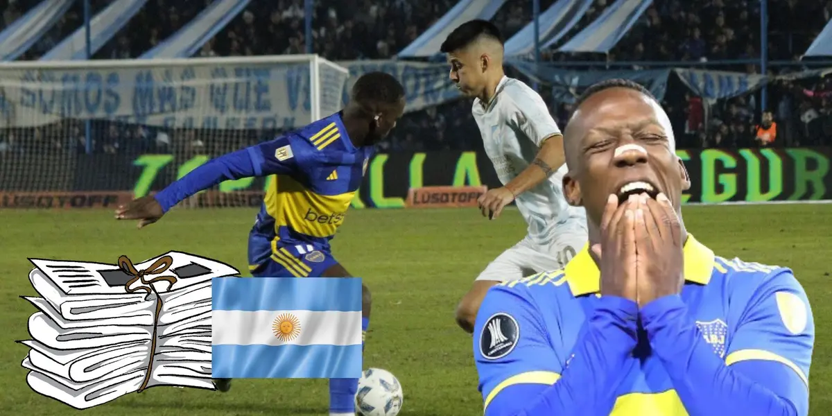 Luis Advíncula disputando una acción de juego en el duelo entre Atlético Tucumán vs Boca Juniors