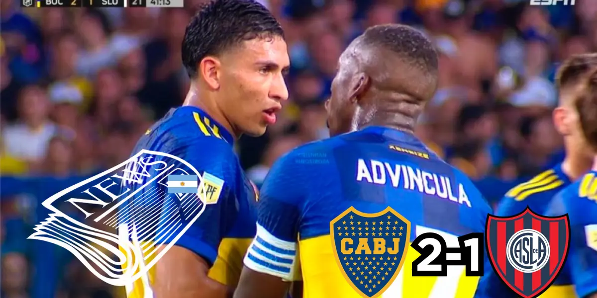 Luis Advíncula jugando en la victoria de Boca ante San Lorenzo. FOTO: ESPN