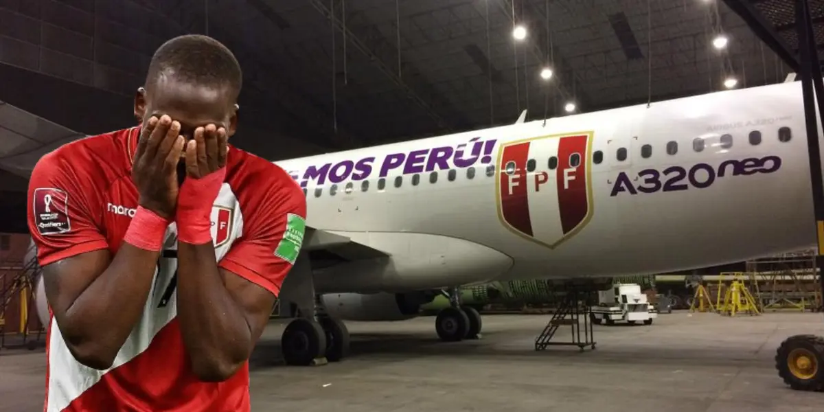 Luis Advíncula llorando y el avión de la Selección Peruana