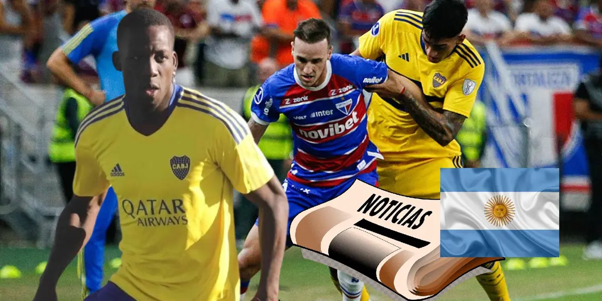 Luis Advíncula observando una jugada de duelo entre Fortaleza vs Boca Juniors