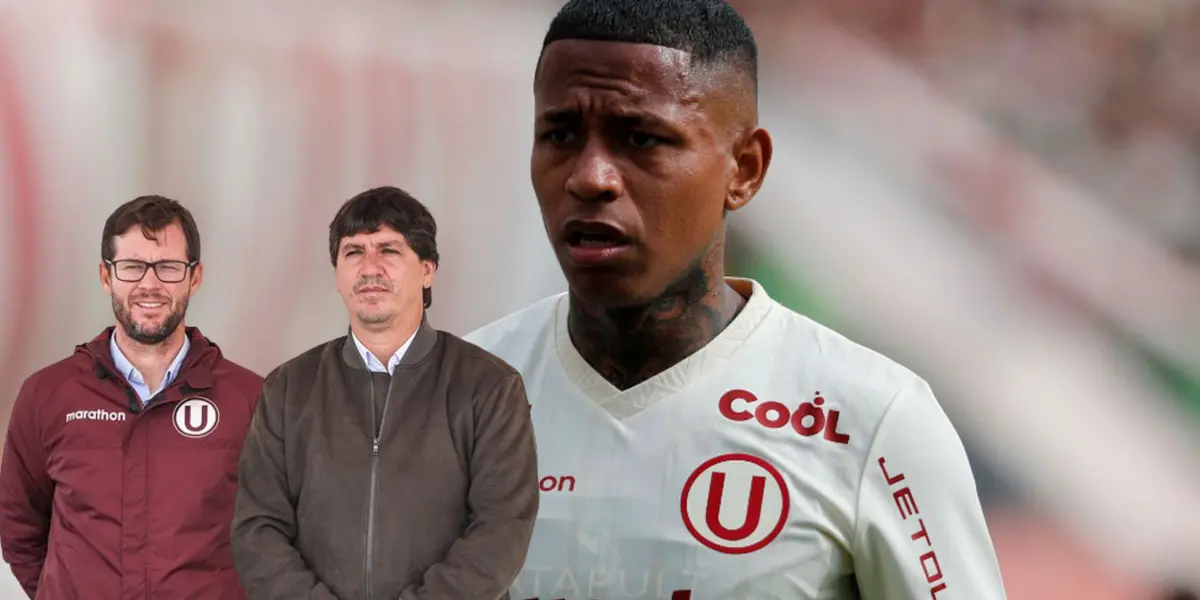 Manuel Barrreto, Jean Ferrari y Andy Polo con la camiseta de Universitario de Deportes