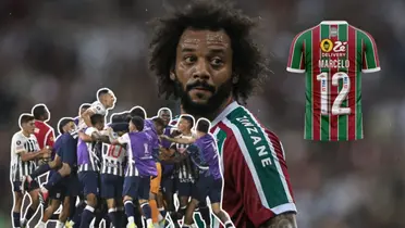 Marcelo mirando para un lado y Alianza Lima festejando gol