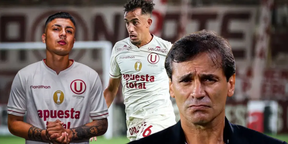 Martín Pérez Guedes corriendo, Jairo Concha con las manos juntas y Fabián Bustos con cara seria