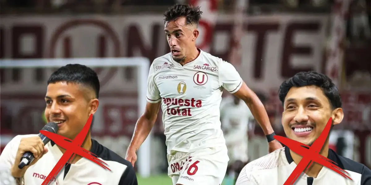 Martín Pérez Guedes jugado para Universitario de Deportes, debajo Jairo Concha y Christofer Gonzáles