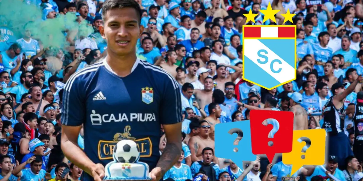 Martín Távara y detrás la hinchada de Sporting Cristal