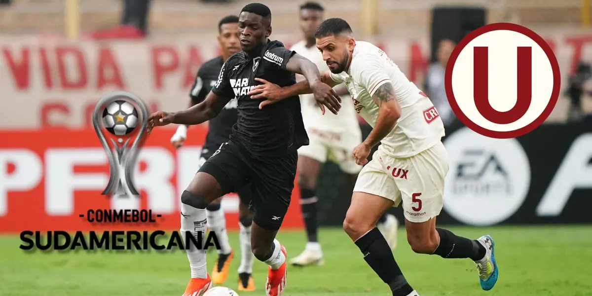 Matías Di Benedetto luchando una acción de juego en el Universitario vs Botafogo