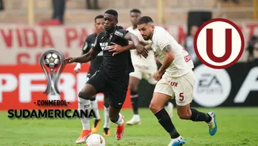 Matías Di Benedetto luchando una acción de juego en el Universitario vs Botafogo