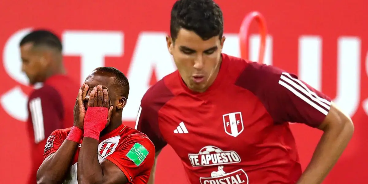 Matías Succar en la Selección Peruana y Luis Advíncula agarrándose la cara (Foto: FPF)