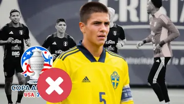 Matteo Pérez con la camiseta de Suecia y la Bicolor entrenando (Foto: FPF)