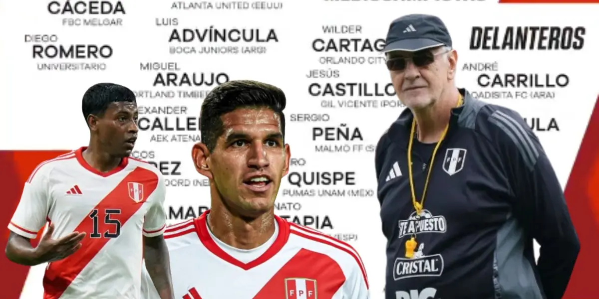 Miguel Araujo, Luis Abram y Jorge Fossati observando