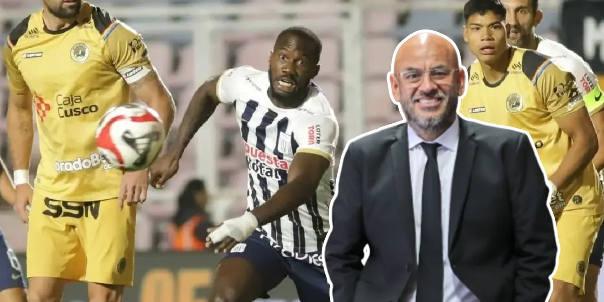 Mr Peet feliz y Cecilio Waterman peleando el balón (Foto: Liga 1)