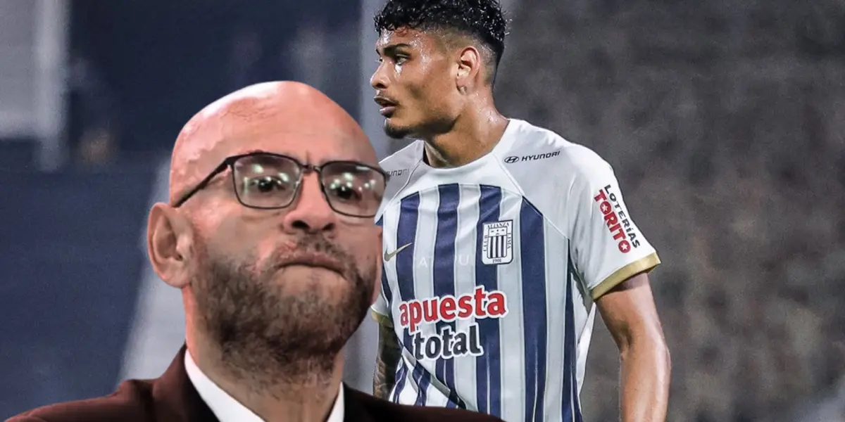 Mr Peet serio y Jeriel De Santis asombrado con la camiseta de Alianza Lima
