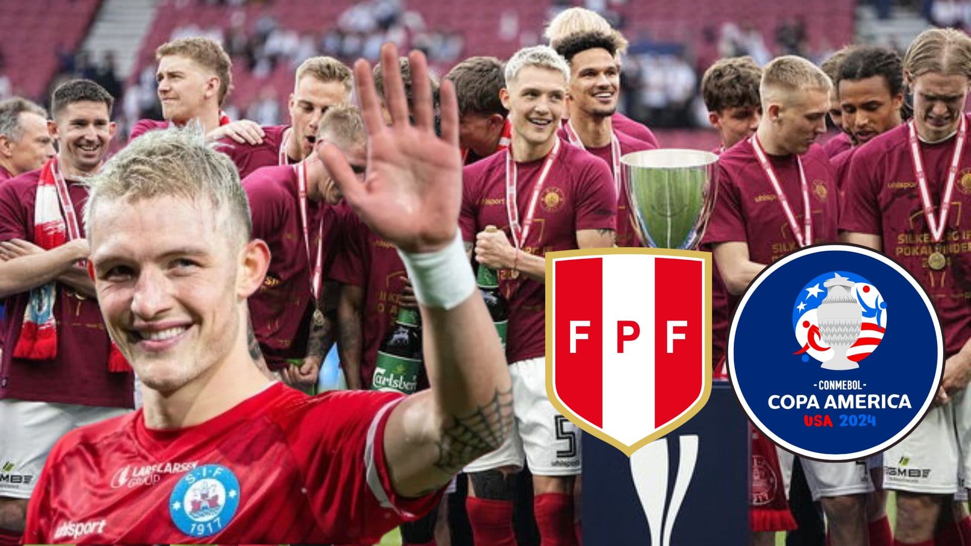 Oliver Sonne festejando junto a sus compañeros el título del Silkeborg IF en la Copa de Dinamarca