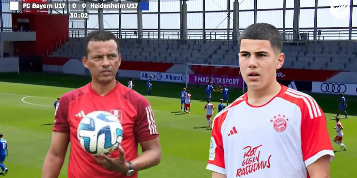 Pablo Zegarra, al lado Felipe Chávez con camiseta del Bayern Múnich. FOTO: Bayern Múnich