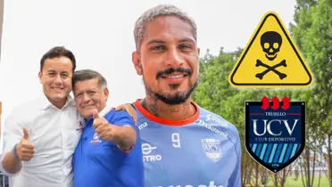 Paolo Guerrero con la camiseta de la UCV, debajo César y Richard Acuña
