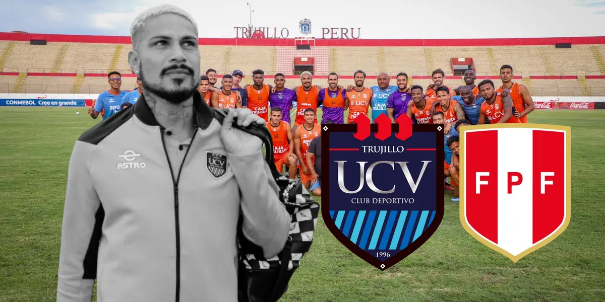 Paolo Guerrero observando a sus compañeros de la UCV en una sesión de entrenamiento