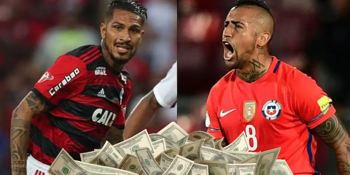 Paolo Guerrero tuvo un gran salario en Flamengo, pero no alcanzó para superar a Vidal