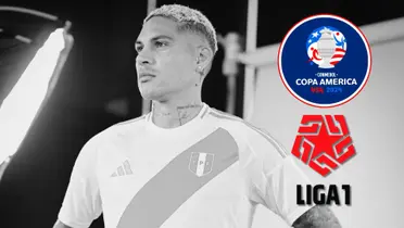Paolo Guerrero vistiendo la camiseta de la Selección Peruana en blanco y negro