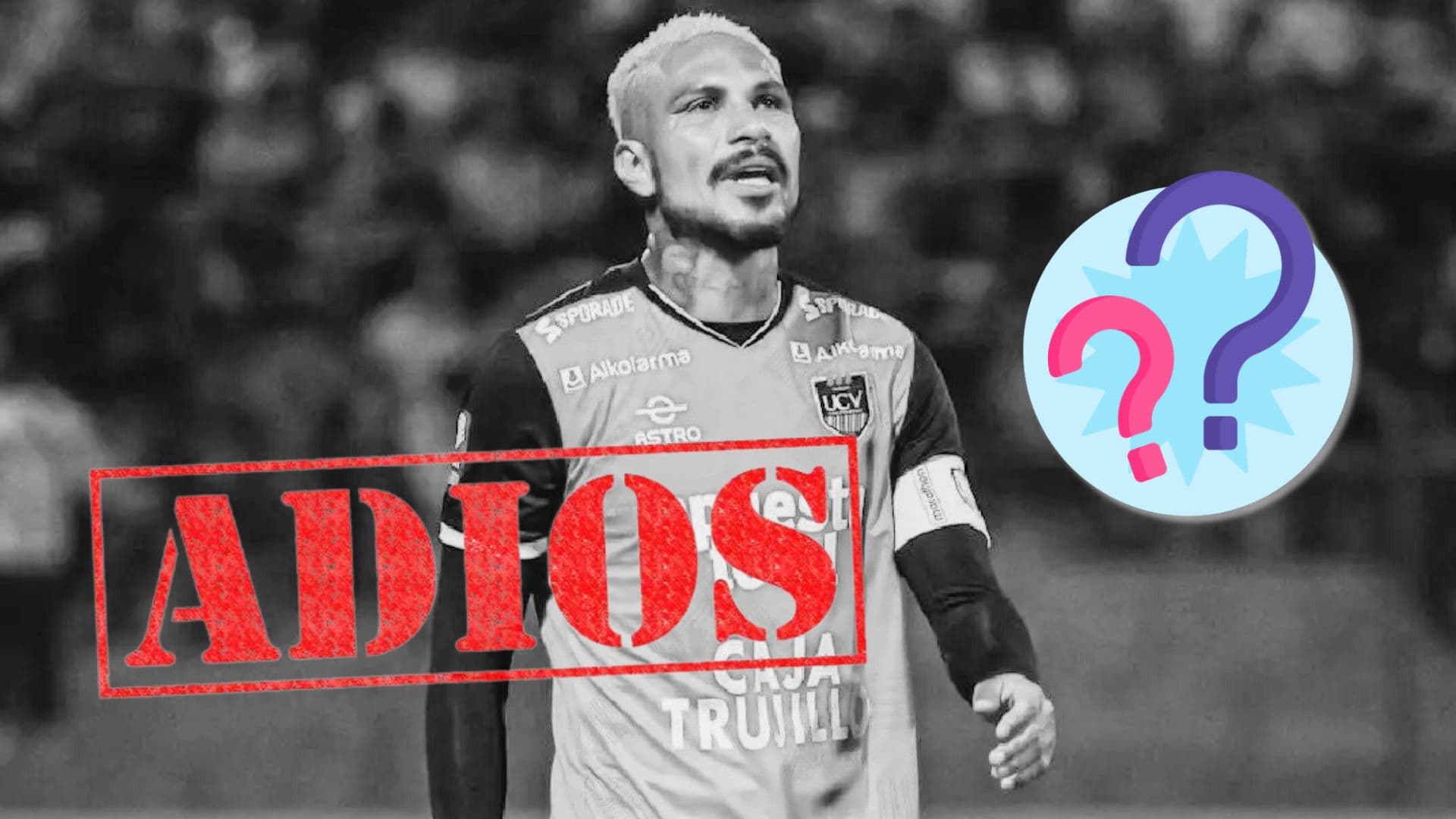 Paolo Guerrero vistiendo la camiseta de la UCV en un fondo blanco y negro