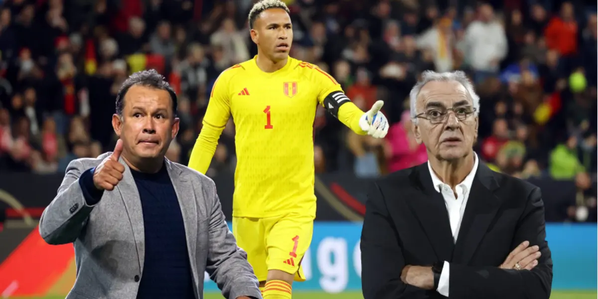 Pedro Gallese, al lado Juan Reynoso y Jorge Fossati. FOTO: Transfermarkt