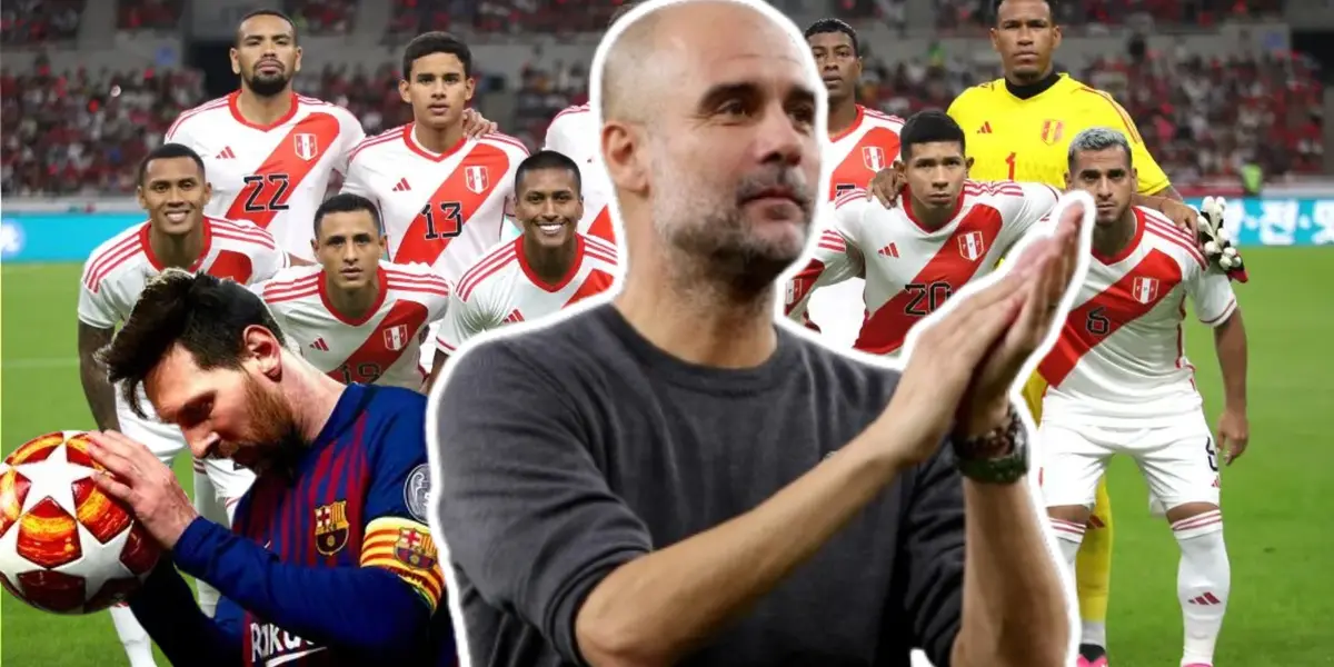 Pep Guardiola aplaude, Lionel Messi tiene una pelota y la Selección Peruana posa para la foto