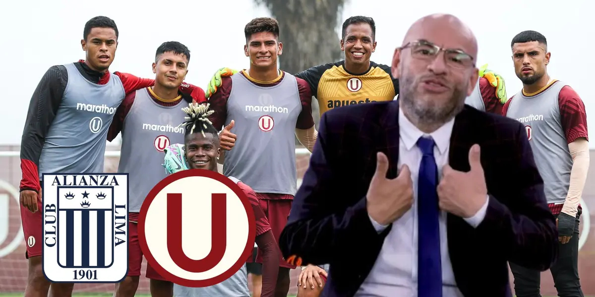 Peter Arévalo y detrás jugadores de Universitario de Deportes entrenando en Campo Mar
