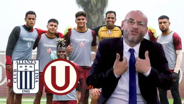 Peter Arévalo y detrás jugadores de Universitario de Deportes entrenando en Campo Mar