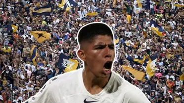 Piero Quispe celebrando gol con camiseta de Pumas