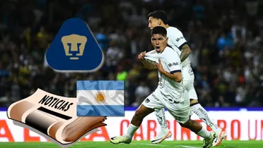 Piero Quispe celebrando su primer gol con los Pumas de la UNAM