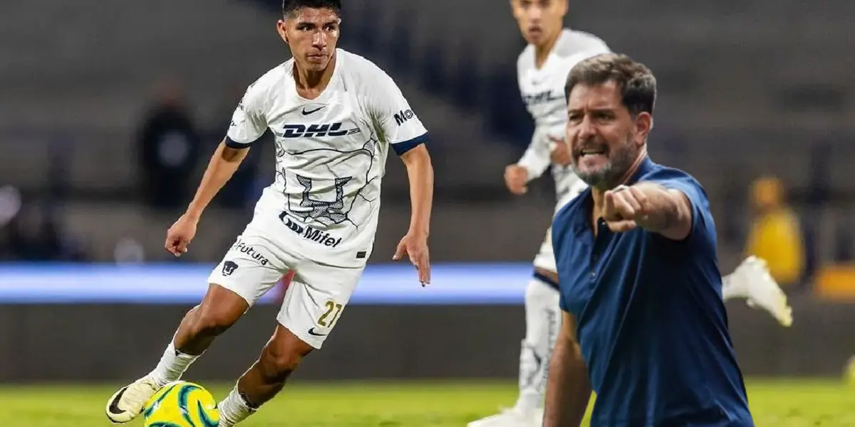Piero Quispe con la pelota y Gustavo Lema dando órdenes