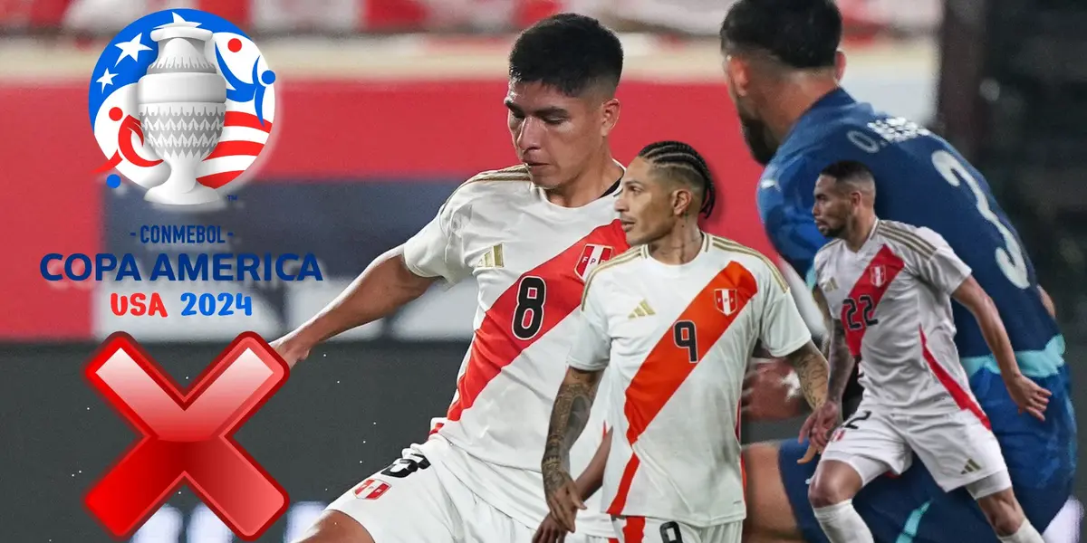 Piero Quispe disputando una acción de juego, debajo Paolo Guerrero y Alexander Callens