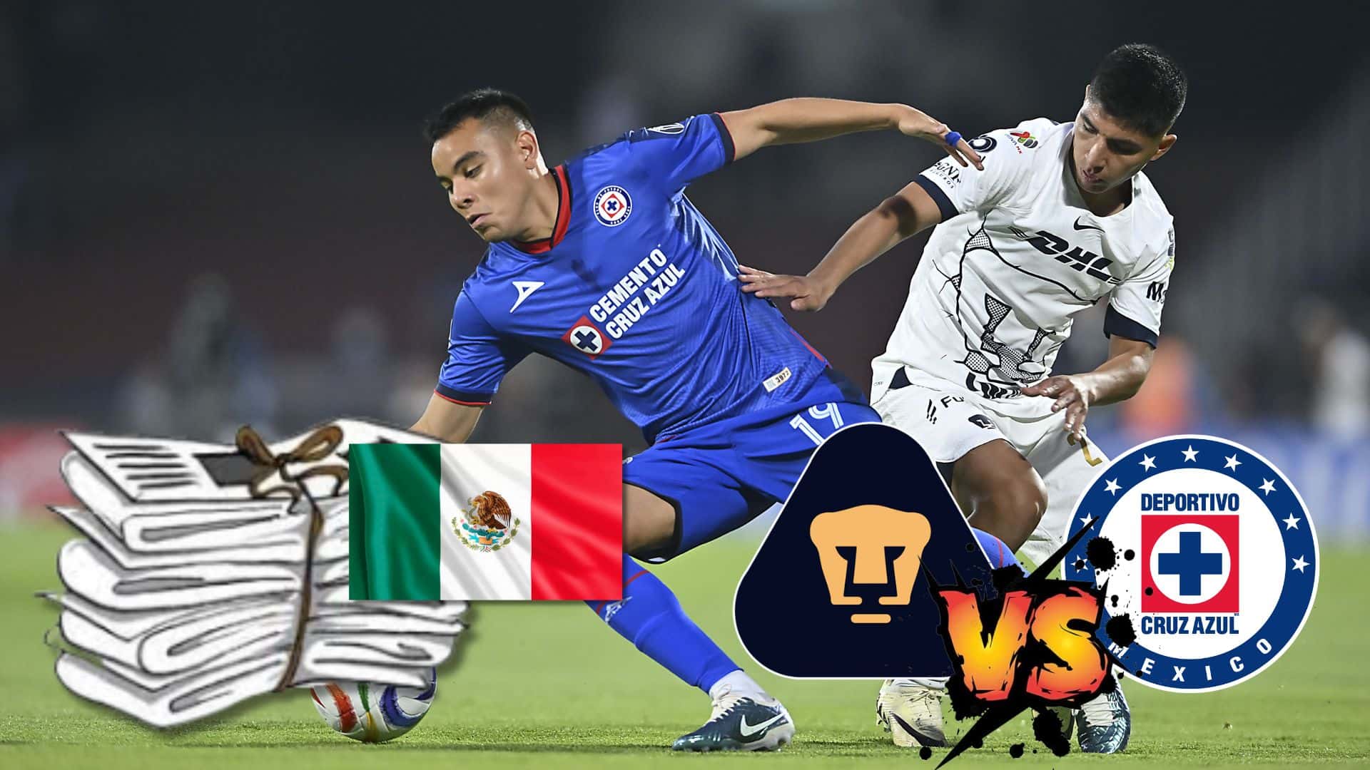 Piero Quispe disputando una jugada en el duelo entre Pumas vs Cruz Azul