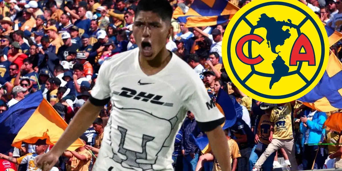 Piero Quispe gritando con la camiseta de Pumas