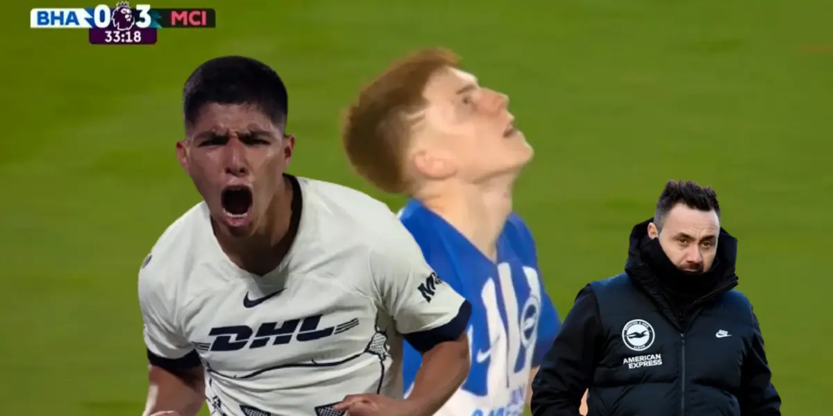 Piero Quispe gritando gol, Valentin Barco viendo el cielo y Roberto De Zerbi con frío
