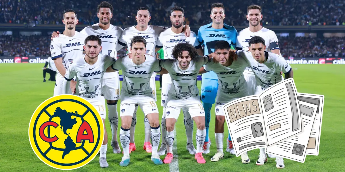 Piero Quispe junto al equipo de Pumas